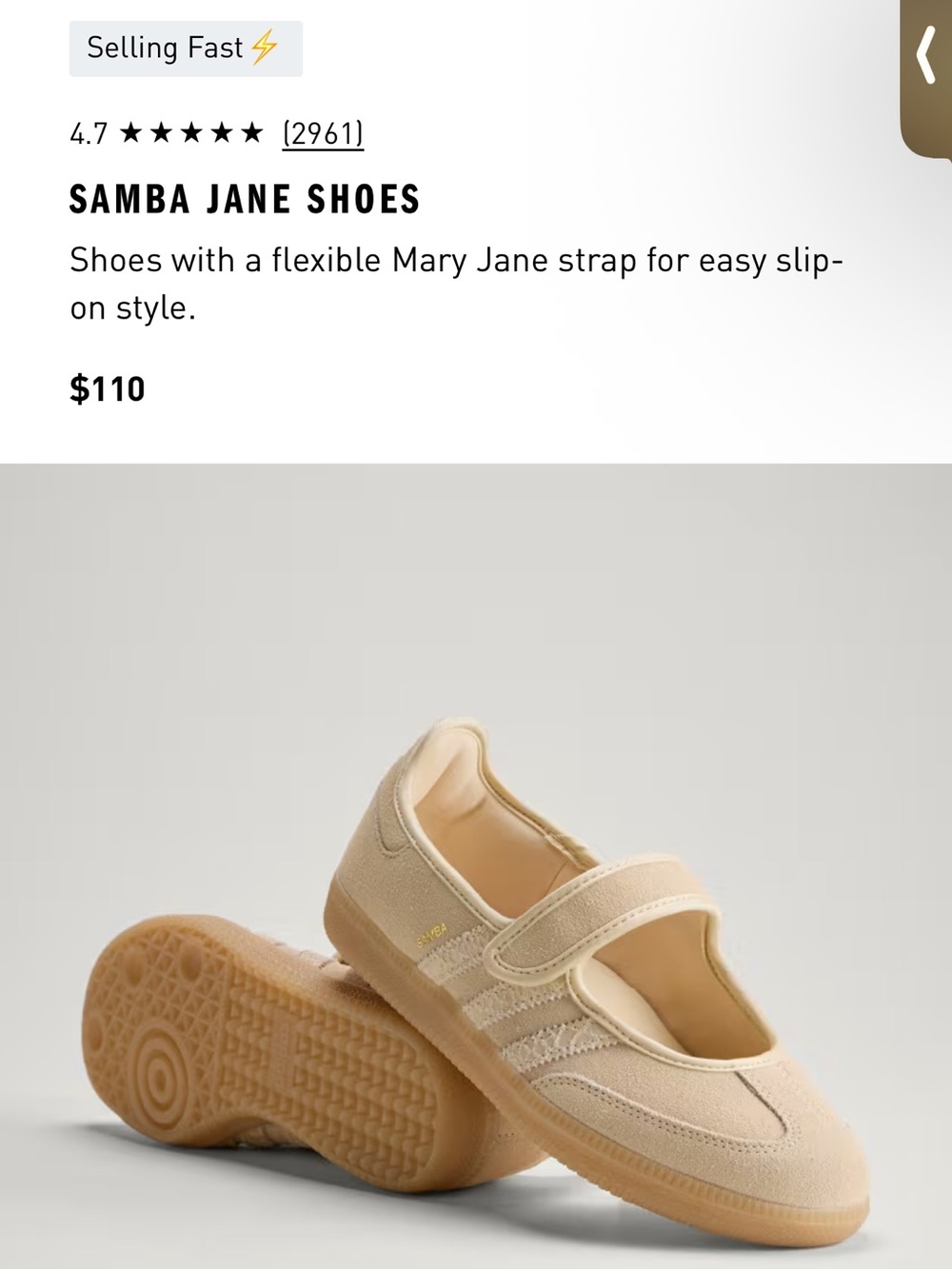 Adidas Samba Jane Mary Jane Shoes - Beige
